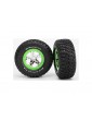 Traxxas Tires & wheels 2.2/3.0", SCT chrome-green wheel, KM2 tire (2)