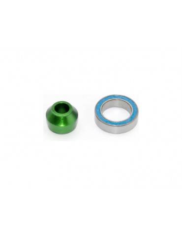 Traxxas Bearing adapter, 6061-T6 aluminum (green-anodized)/ 10x15x4mm ball bearing