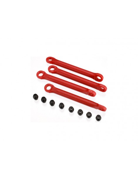 Traxxas Push rod (molded composite) (red) (4)/ hollow balls (8)