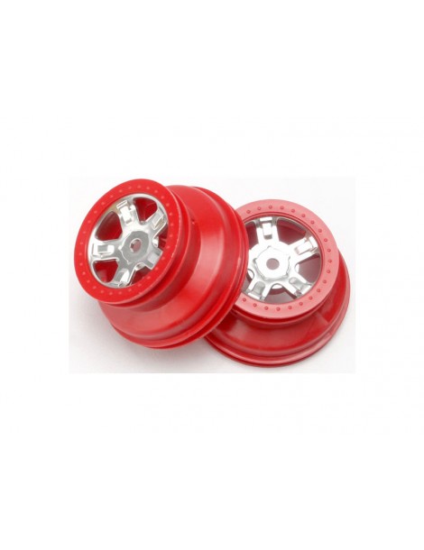 Traxxas Wheels 1.4/1.8", SCT satin chrome-red (2)