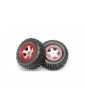 Traxxas Tires & wheels 1.4/1.8", SCT satin chrome-red wheels, SCT tires (2)
