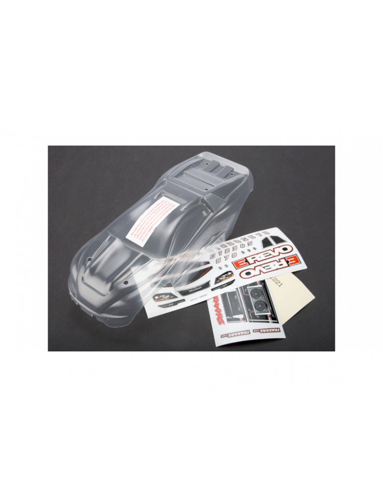 Traxxas Body, 1/16 E-Revo (clear, requires painting)/ grill and lights decal sheet