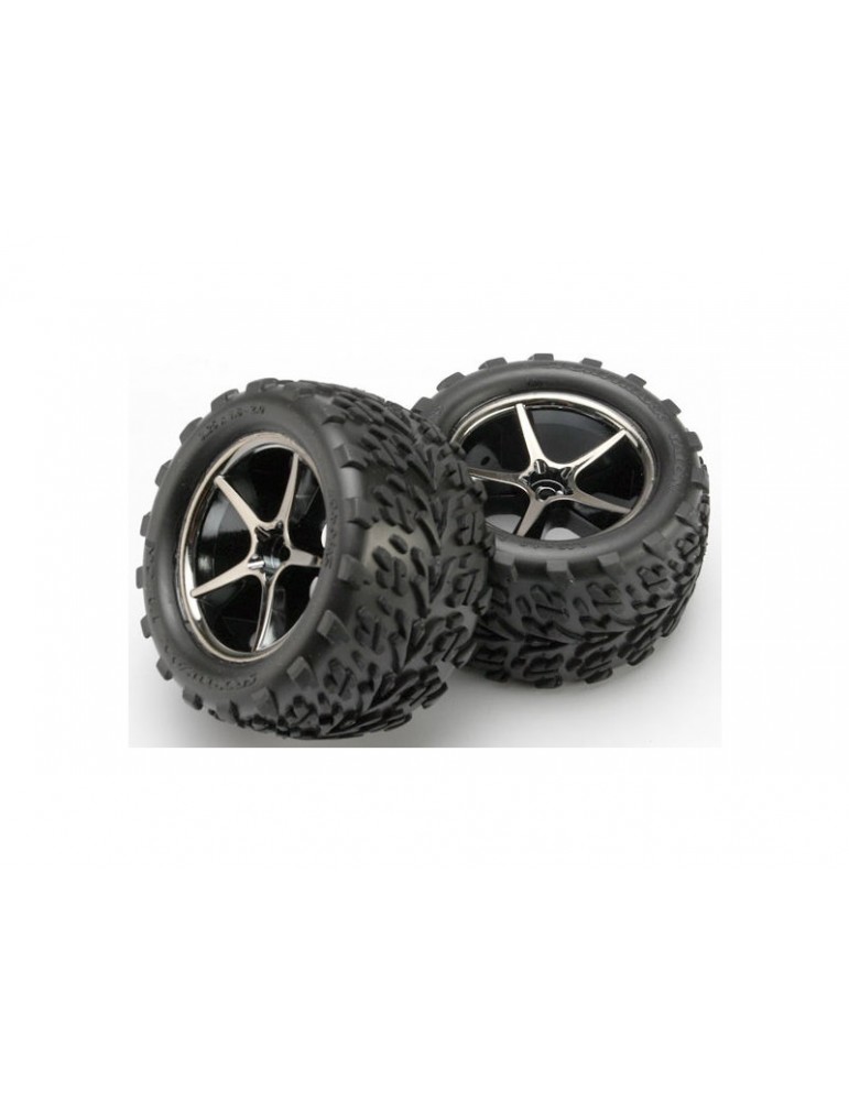 Traxxas Tires & wheels 2.2", Gemini black chrome wheels, Talon tires (2)