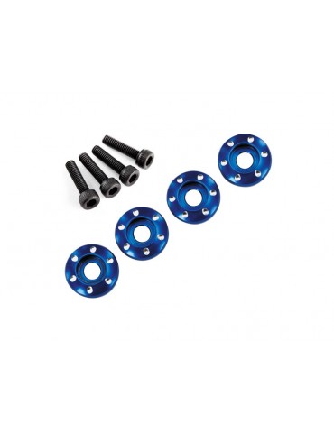 Traxxas Wheel nut washer, machined aluminum, blue/ 3x12mm CS (4)