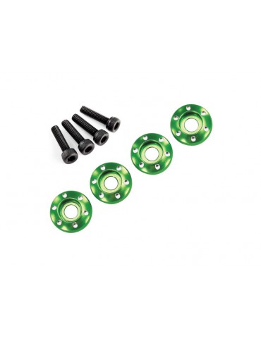 Traxxas Wheel nut washer, machined aluminum, green/ 3x12mm CS (4)