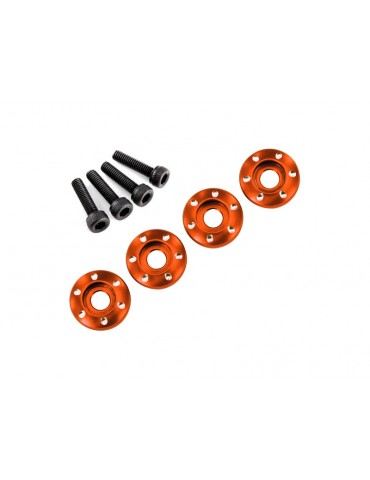 Traxxas Wheel nut washer, machined aluminum, orange/ 3x12mm CS (4)