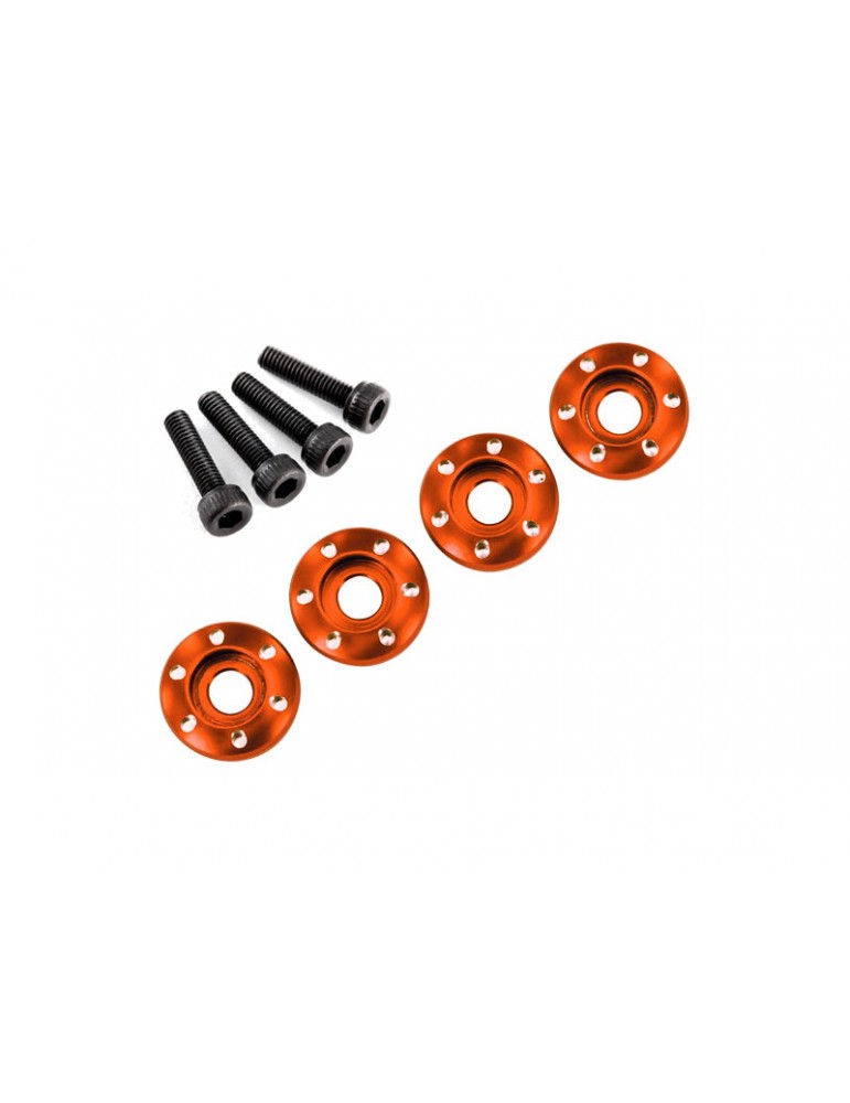 Traxxas Wheel nut washer, machined aluminum, orange/ 3x12mm CS (4)