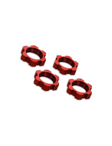 Traxxas Wheel nuts, splined, 17mm, serrated (red-anodized) (4)