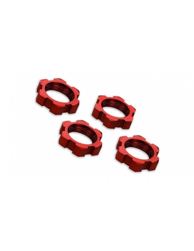 Traxxas Wheel nuts, splined, 17mm, serrated (red-anodized) (4)