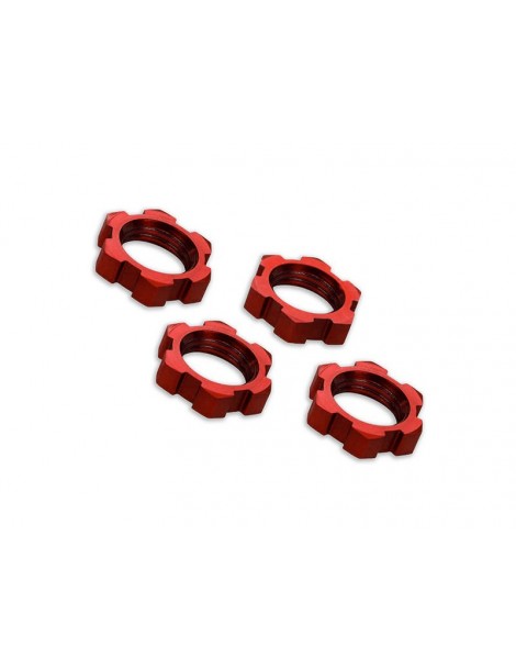 Traxxas Wheel nuts, splined, 17mm, serrated (red-anodized) (4)
