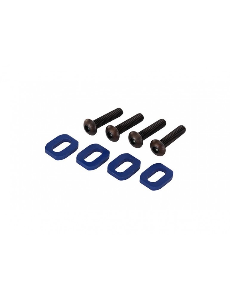 Traxxas Washers, motor mount, aluminum (blue-anodized) (4)/ 4x18mm BCS (4)