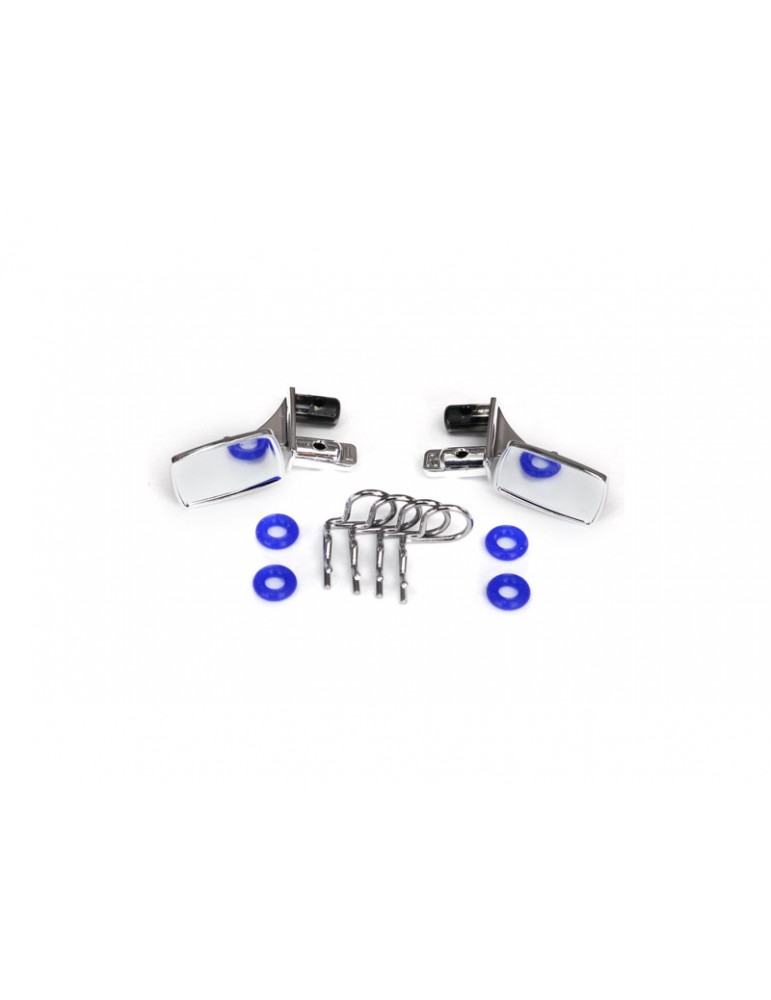 Traxxas Mirrors, side, chrome (left & right)/ o-rings (4)/ body clips (4)