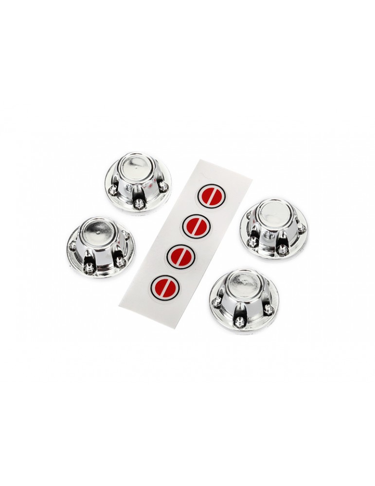 Traxxas Center caps, wheel (chrome) (4)/ decal sheet