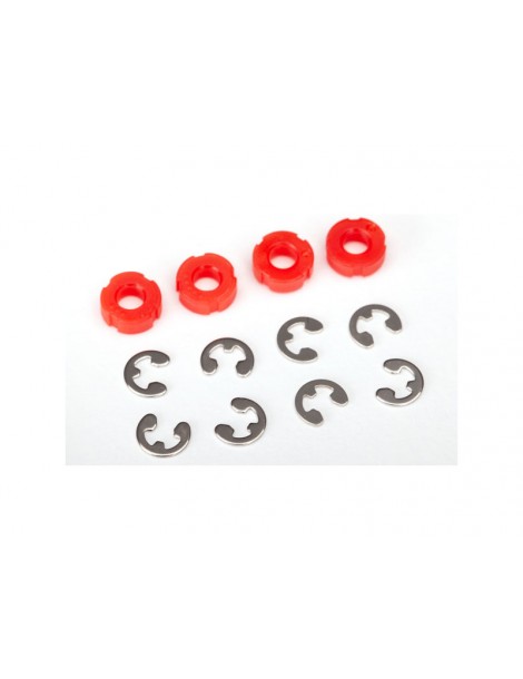 Traxxas Piston, damper (red) (4)/ e-clips (8)