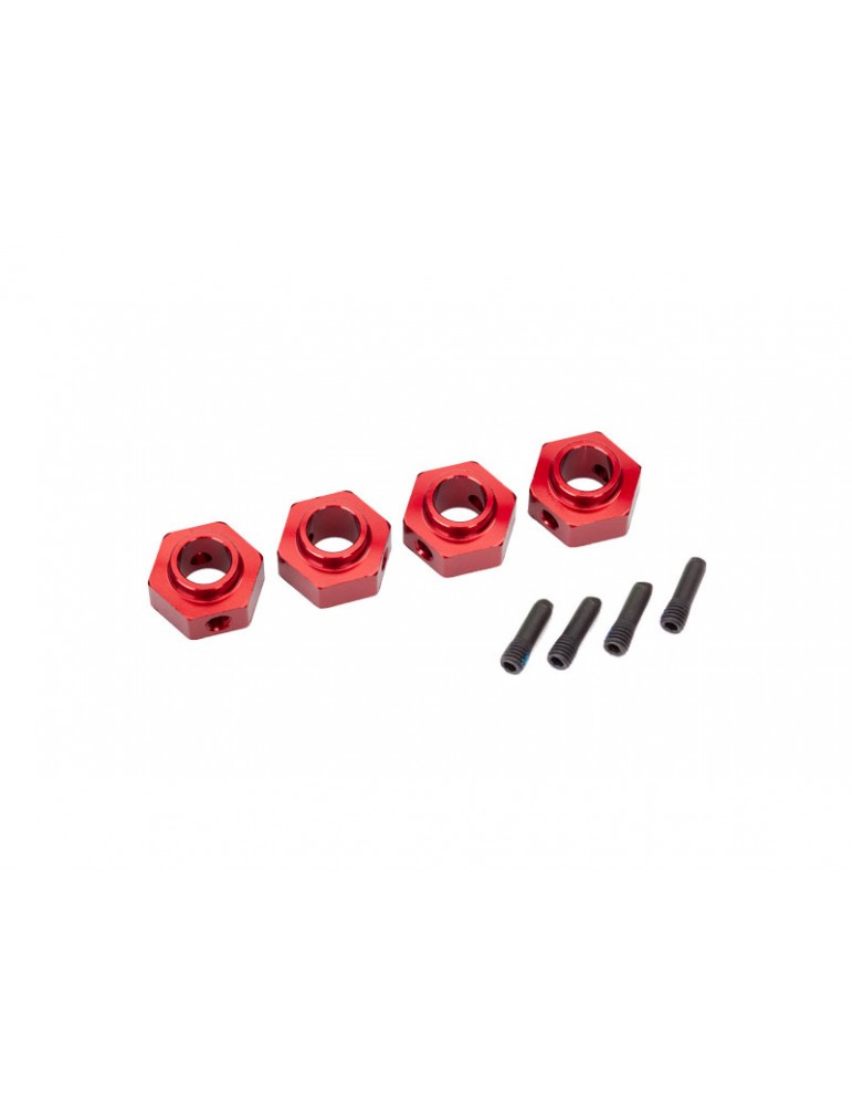 Traxxas Wheel hubs, 12mm hex, 6061-T6 aluminum (red-anodized) (4)