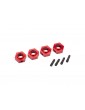Traxxas Wheel hubs, 12mm hex, 6061-T6 aluminum (red-anodized) (4)