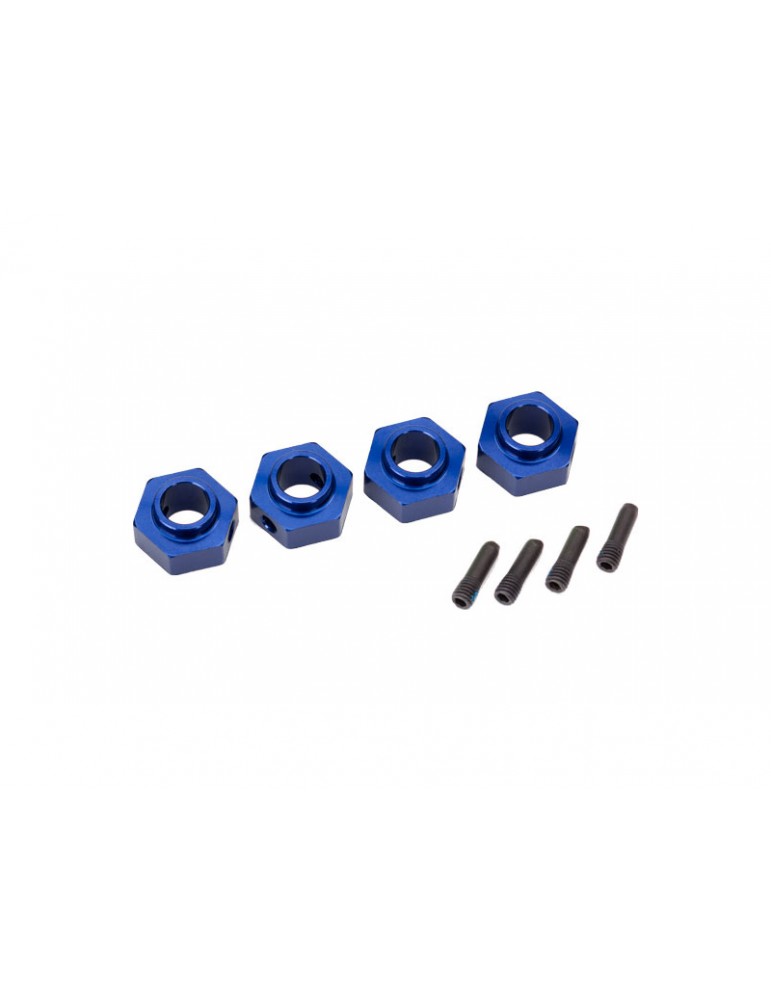 Traxxas Wheel hubs, 12mm hex, 6061-T6 aluminum (blue-anodized) (4)