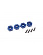 Traxxas Wheel hubs, 12mm hex, 6061-T6 aluminum (blue-anodized) (4)