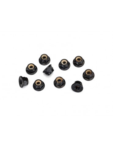 Traxxas Nuts M4 flanged nylon locking, serrated (black) (10)