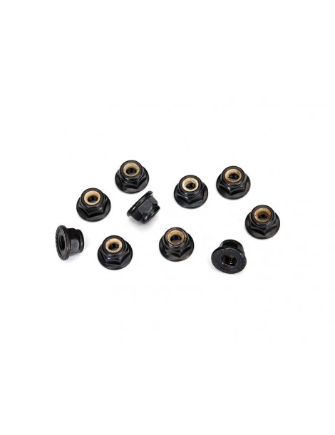 Traxxas Nuts M4 flanged nylon locking, serrated (black) (10)