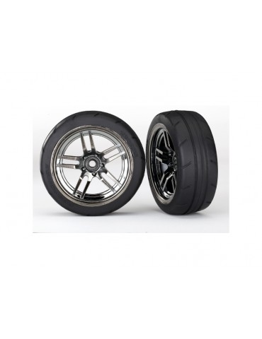 Traxxas Tires & wheels 1.9", split-spoke black chrome wheels, Response tires (2) (front)
