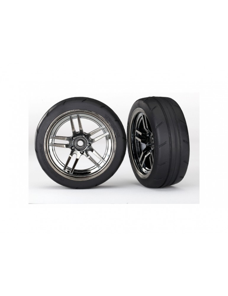 Traxxas Tires & wheels 1.9", split-spoke black chrome wheels, Response tires (2) (front)