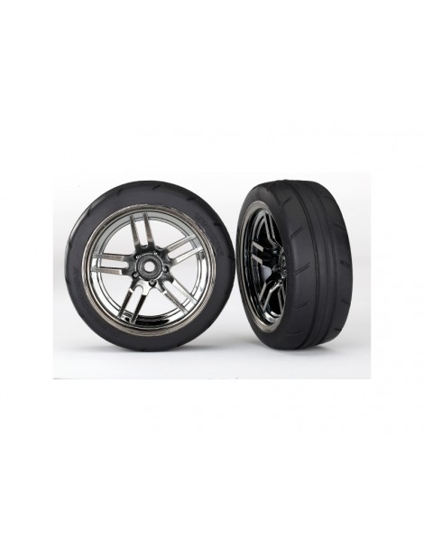 Traxxas Tires & wheels 1.9", split-spoke black chrome wheels, Response tires (2) (front)