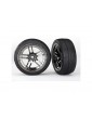 Traxxas Tires & wheels 1.9", split-spoke black chrome wheels, Response tires (2) (front)