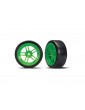 Traxxas Tires & wheels 1.9", split-spoke green wheels, Drift tires (2) (front)