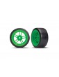 Traxxas Tires & wheels 1.9", split-spoke green wheels, Drift tires (2) (rear)
