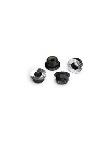 Traxxas Nuts, M5 flanged nylon locking black-anodized (4)
