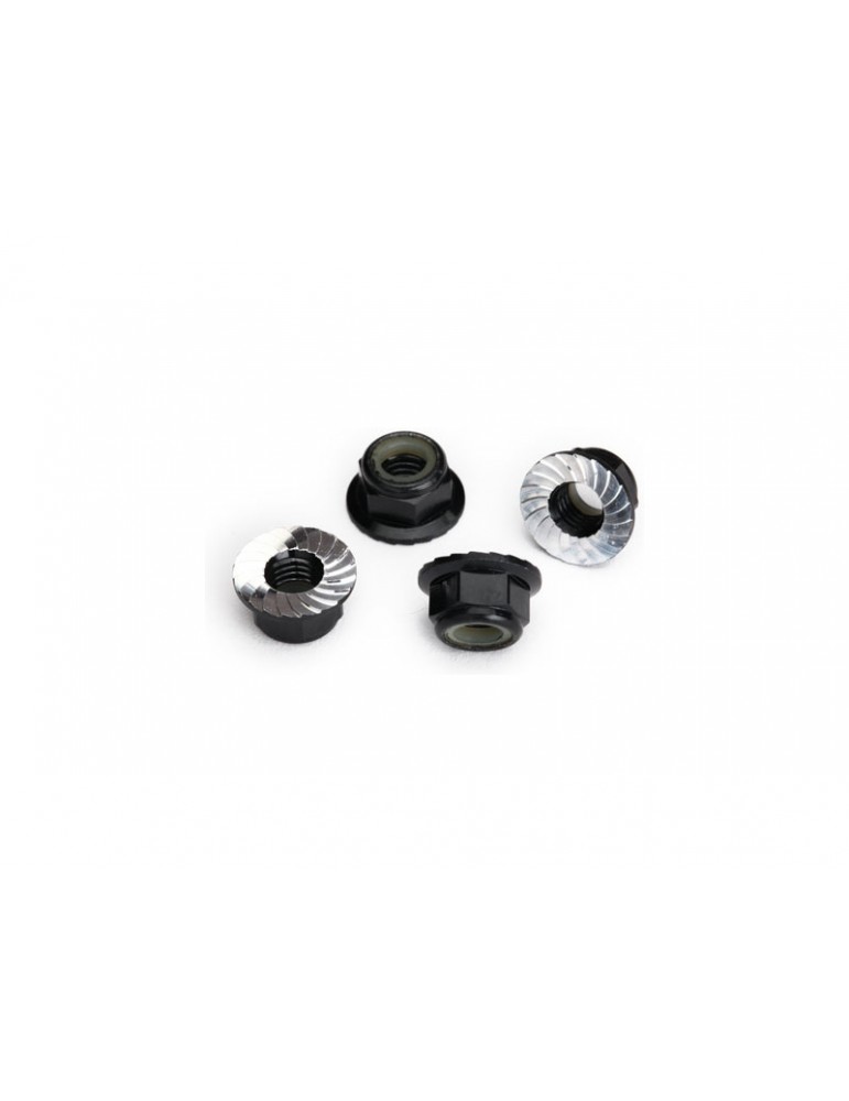 Traxxas Nuts, M5 flanged nylon locking black-anodized (4)