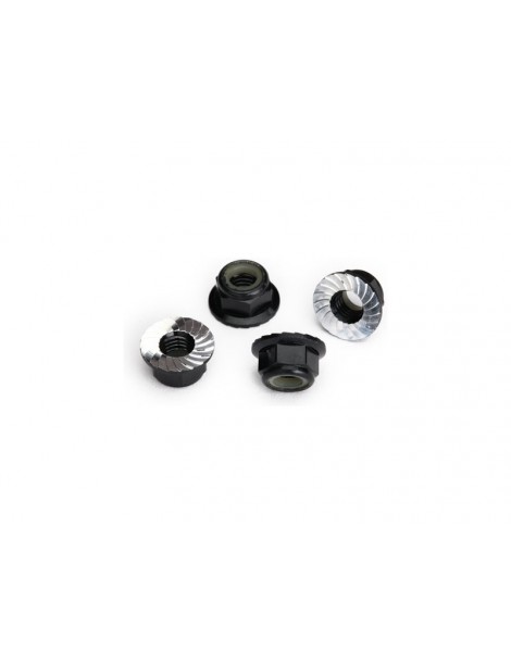 Traxxas Nuts, M5 flanged nylon locking black-anodized (4)