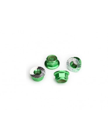 Traxxas Nuts, M5 flanged nylon locking green-anodized (4)