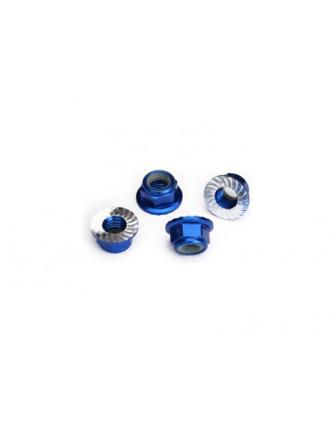 Traxxas Nuts, M5 flanged nylon locking blue-anodized (4)