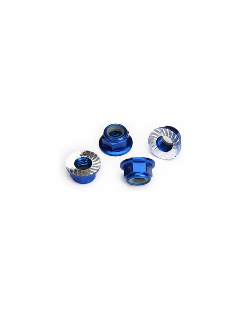 Traxxas Nuts, M5 flanged nylon locking blue-anodized (4)