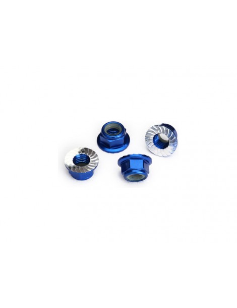 Traxxas Nuts, M5 flanged nylon locking blue-anodized (4)