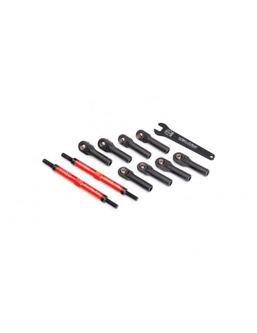 Traxxas Toe links, E-Revo VXL (tubes red-anodized, 7075-T6 aluminum) (144mm) (2)
