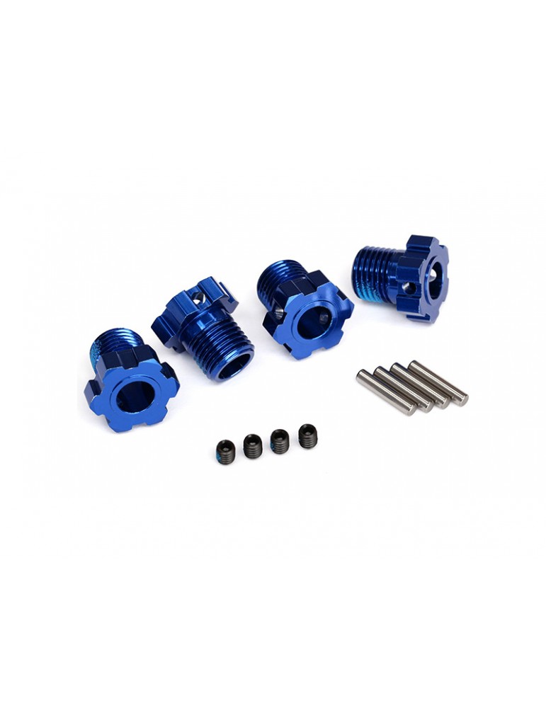 Traxxas Wheel hubs, splined, 17mm (blue-anodized) (4)