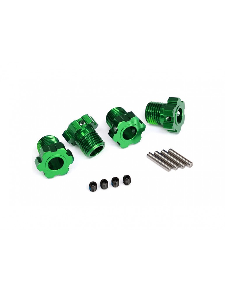 Traxxas Wheel hubs, splined, 17mm (green-anodized) (4)