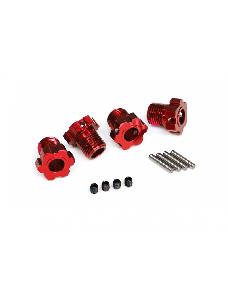 Traxxas Wheel hubs, splined, 17mm (red-anodized) (4)