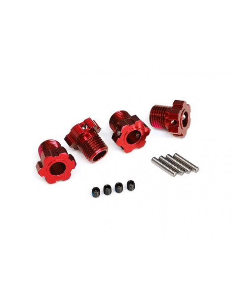 Traxxas Wheel hubs, splined, 17mm (red-anodized) (4)