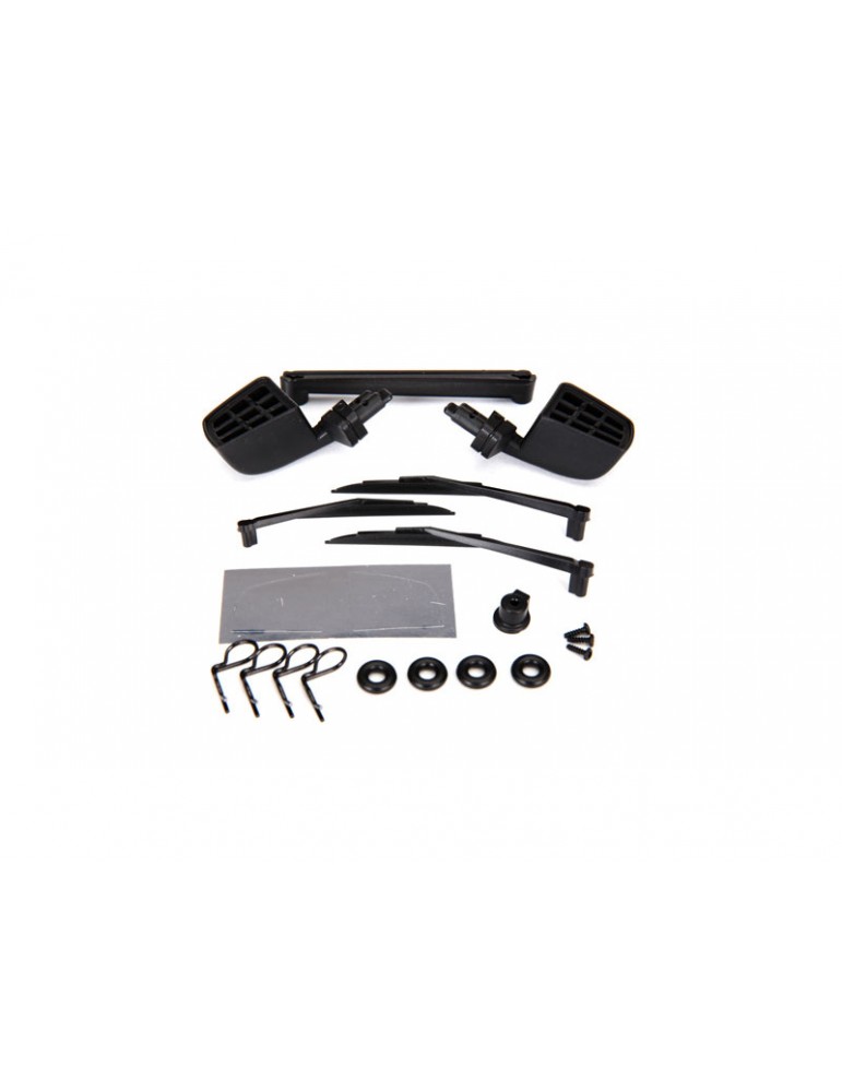 Traxxas Mirrors, side, black (left & right)/ windshield wipers, left, right, & rear
