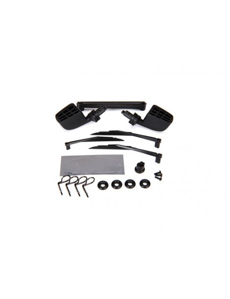 Traxxas Mirrors, side, black (left & right)/ windshield wipers, left, right, & rear