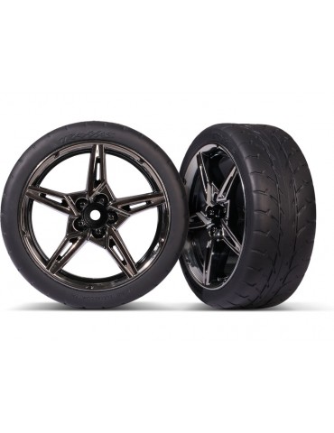 Traxxas Tires and wheels 1.9", black chrome wheels, Response tires (front) (2)