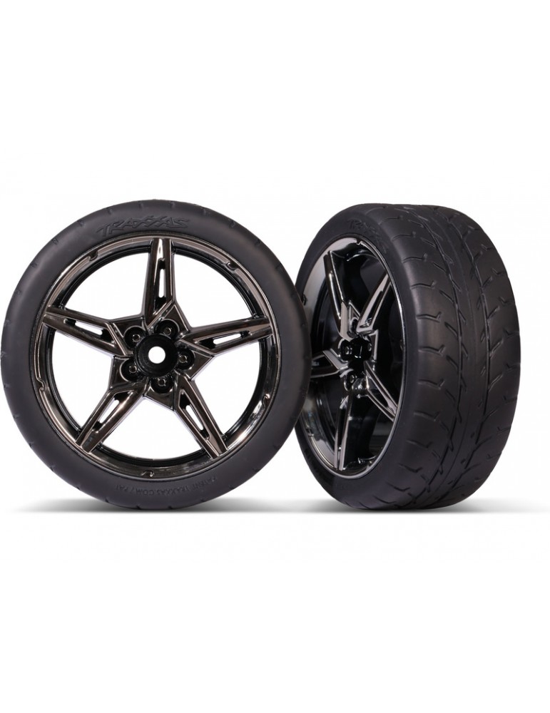 Traxxas Tires and wheels 1.9", black chrome wheels, Response tires (front) (2)