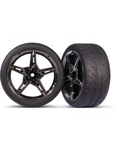 Traxxas Tires and wheels 1.9", black chrome wheels, Response tires (rear) (2)