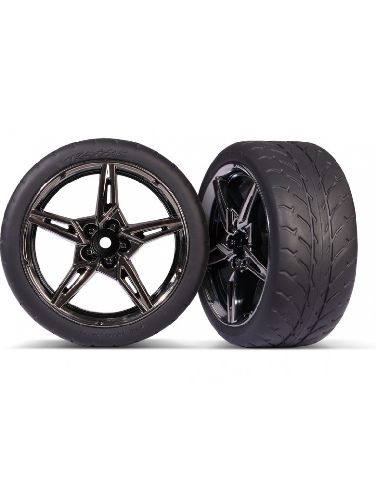 Traxxas Tires and wheels 1.9", black chrome wheels, Response tires (rear) (2)