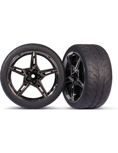 Traxxas Tires and wheels 1.9", black chrome wheels, Response tires (rear) (2)
