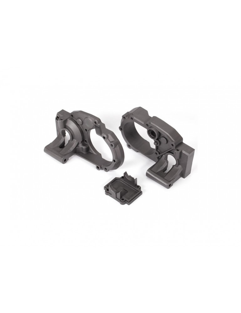 Traxxas Gearbox halves, left & right/ differential cover (charcoal gray)